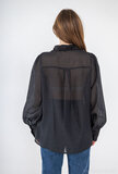 Trendy zwarte doorschijnende hemdblouse met sterren deco_