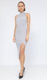 Robe midi bodycon grise à la mode avec fente_