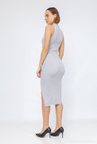 Modieuze grijze midi bodycon jurk met split_