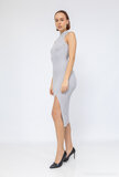 Modieuze grijze midi bodycon jurk met split_