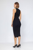 Robe midi bodycon noire à la mode avec fente_