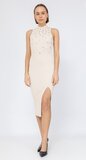 Robe midi bodycon beige à la mode avec fente_