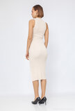 Robe midi bodycon beige à la mode avec fente_