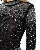 Zwarte bodytop met mix van parels en strass_