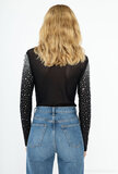 Zwarte bodytop met mix van parels en strass_