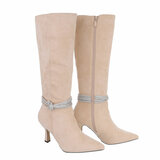 Bottes hautes beiges en daim Belina_