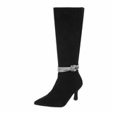 Bottes hautes noires en daim Belina_