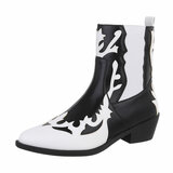 Bottes western-biker noires et blanches Bana_