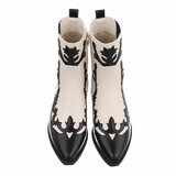 Bottes western-biker noires et blanches Bana_