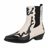 Bottes western-biker noires et blanches Bana_