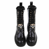 Zwarte halfhoge lak boot Billie_