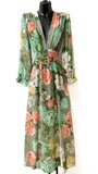 Sierlijke groene mixed colours maxi jurk _