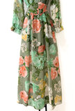 Sierlijke groene mixed colours maxi jurk _