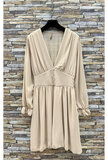 Elegante korte beige jurk met doublure  SOLD OUT_