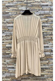 Elegante korte beige jurk met doublure  SOLD OUT_