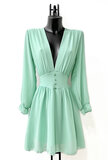 Elegante wasbi groene jurk met doublure_