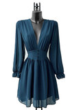 Elegante teal blauwe jurk met doublure_