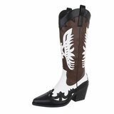 Bottes de cow-boy noires-blanches-brunes Tilly_