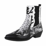 Bottes western-biker noir-blanc Belma_