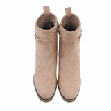 Kaki suede enkellaarsje Babou_