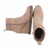 Kaki suede enkellaarsje Babou_