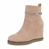 Kaki suede enkellaarsje Babou_