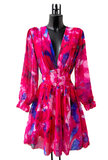 Mooie korte fuchsia blauwe jurk met print _