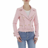 Veste courte sportive en cuir rose_