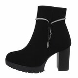 Zwart suede high heel enkellaarsje Greta_