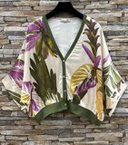 Kaki groene mixed gilet met tropical print in satijn effect  SOLD OUT_