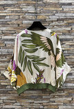 Kaki groene mixed gilet met tropical print in satijn effect  SOLD OUT_