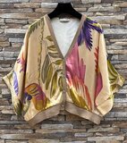 Gouden mixed gilet met tropical print in satijn effect  SOLD OUT_