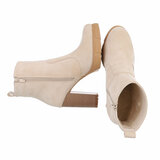 Beige daimen high heel enkellaarsje Juna_