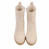 Beige daimen high heel enkellaarsje Juna_