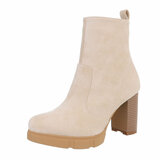 Beige daimen high heel enkellaarsje Juna_