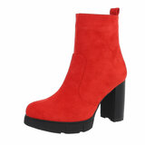 Rode daimen high heel enkellaarsje Juna_