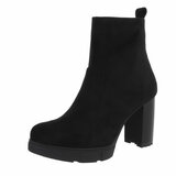 Zwart daimen high heel enkellaarsje Juna_