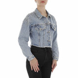 Veste en jean courte bleu clair_