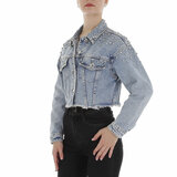 Veste en jean courte bleu clair_