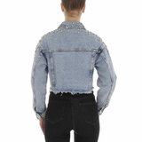 Veste en jean courte bleu clair_