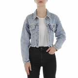 Veste en jean courte bleu clair_