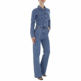 Modieuze blauwe jeans jumpsuit_