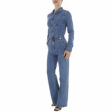 Modieuze blauwe jeans jumpsuit_