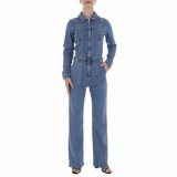 Modieuze blauwe jeans jumpsuit_