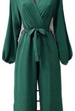 Modieuze alpine groene jumpsuit met lange mouwen_