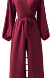 Modieuze bordeaux jumpsuit met lange mouwen_