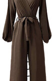 Modieuze bruine jumpsuit met lange mouwen_