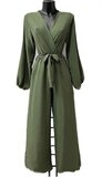 Modieuze kaki groene jumpsuit met lange mouwen_