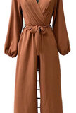 Modieuze terracotta jumpsuit met lange mouwen_