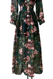 Maxi robe longue vert-rose a motif fleurs_